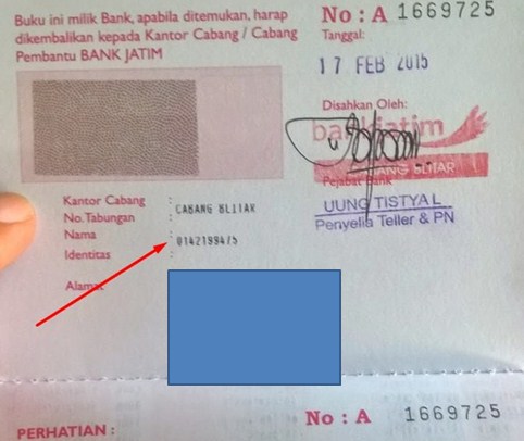 Contoh Nomor Rekening Bank Jatim