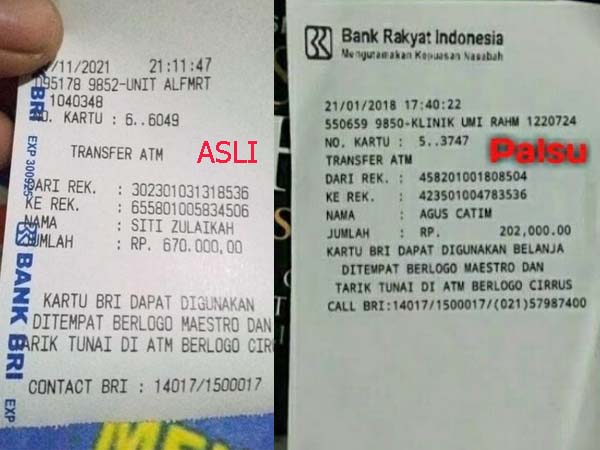 Bukti Transfer BRI